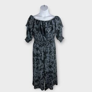 Lauren Ralph Lauren Floral Crepe Off-The-Shoulder Jumpsuit Wide Leg Cropped 14
